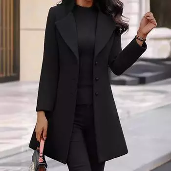 Куртка женская кардиган однобортный блейзер длинный рукав приталенный крой пальто весна зима пригородный нарядный топ плюс размер XXS жёлтый