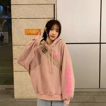 Куртка женская модная осень и зима новая корейская свободная вельветовая толстовка с капюшоном и длинными рукавами в студенческом стиле для женщин M