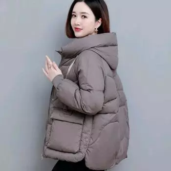 Куртка женская новая с капюшоном и карманом большого размера, свободное хлопковое пальто, зимняя утолщенная теплая пуховая куртка M