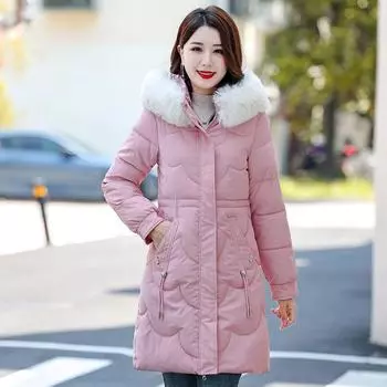 Куртка женская, новинка 2023 года, зимнее тонкое пуховое пальто, длинная пуховая куртка M розовый