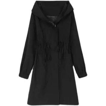 Куртка женская осень и зима новые модели, утолщенные и увеличенные средние и длинные пальто с капюшоном женские L