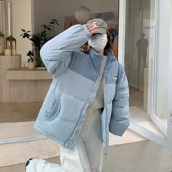 Куртка женская осенне-зимняя новая для студентов Ins свободное толстое теплое пальто с хлебом S чёрный