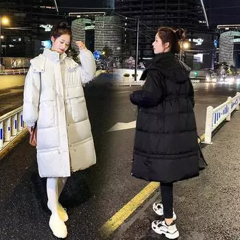 Куртка женская зимняя куртка с новой талией, длинное толстое пальто Ins Tide S белый