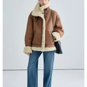 Куртка женская зимняя новая утолщенная теплая меховая интегрированная ретро S