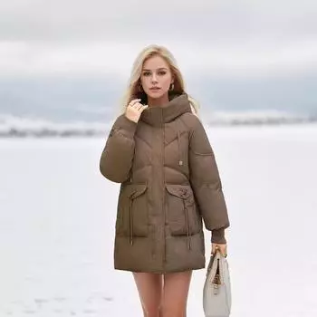 Куртка женская зимняя с капюшоном и пуговицей из рога, с хлопковой подкладкой, средней и длинной длины, тонкая, модная, теплая XL