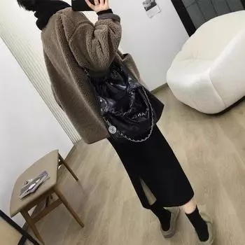 Куртка женская зимняя с мехом и овечьей шерстью, утолщенная, теплая, темперамент Хан Фан, маленькая M