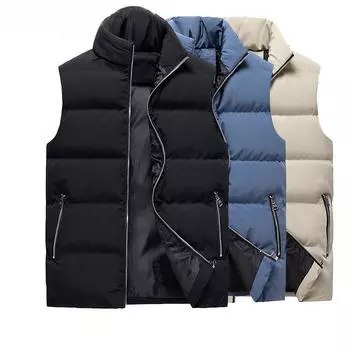 Куртка, жилет из термопухового хлопка с воротником-стойкой для мужчин M бежевый