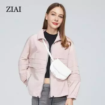 Куртка ZIAI, повседневная верхняя одежда, тонкая весенняя женская осенняя короткая модная женская куртка, женские куртки, модный бренд ZS-8766 S туманный розовый