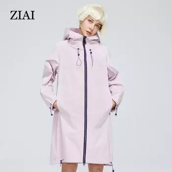 Куртка ZIAI, повседневный плотный весенний женский плащ, женская ветровка из специальной ткани, модная верхняя одежда ZS-8720 M орхидея розовый
