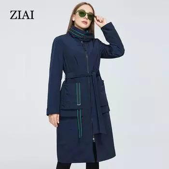 Куртка ZIAI, тонкий длинный хлопковый женский весенний плащ, женская парка, женская ветровка, модная верхняя одежда ZM-8777 XS алабама багровый