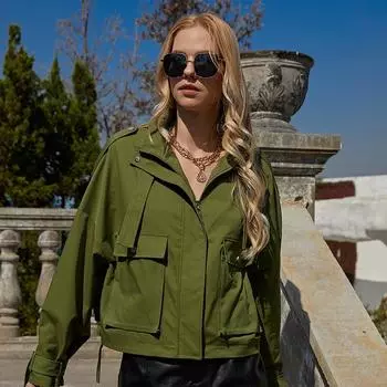 Куртка ZIAI в британском стиле Tooling с большим карманом, весенняя ветровка, короткий плащ армейского зеленого цвета XS