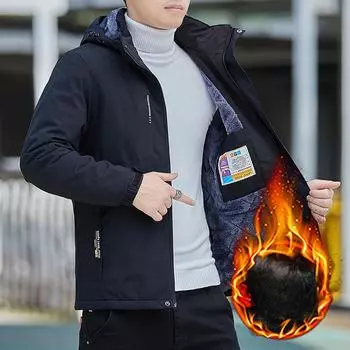 Куртка зимняя куртка мужская флисовая утолщенная хлопковая куртка ветрозащитная теплая водонепроницаемая одежда для защиты от холода большой размер альпинистский костюм M