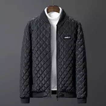 Куртка зимняя мужская бархатная утолщенная хлопковая куртка корейская версия модное брендовое хлопковое пальто с узором «гусиная лапка» повседневное теплое бейсбольное воротниковое хлопковое пальто 2XL