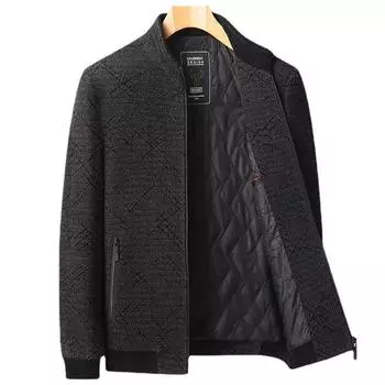 Куртки Chenel для осени и зимы, утолщенные, с принтом, воротником-стойкой, мужские, повседневные, с набивным рисунком, куртки для людей среднего возраста, мужские куртки для пап M