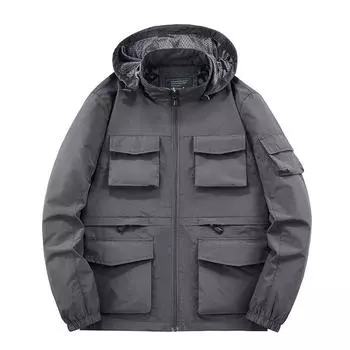 Куртки для мужчин, куртки с несколькими карманами, куртки с капюшоном, повседневные топы, ветро- и водонепроницаемые, для отдыха на открытом воздухе M