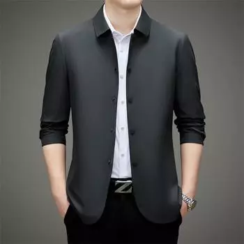 Куртки для мужчин среднего возраста, пальто, деловые повседневные весенние и осенние мужские куртки, лацканы, скрытые пуговицы, короткая одежда для пап M