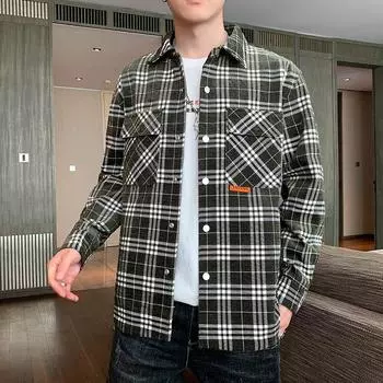 Куртки для мужчин Весна и осень Новые универсальные модные брендовые модные клетчатые куртки для мальчиков Мужские топы Повседневная мужская одежда в стиле Гонконга M