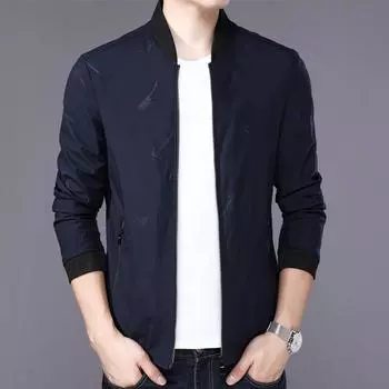 Куртки для мужчин, весна и осень, корейский стиль, модные, облегающие, универсальные, красивые, воротник-стойка, повседневные мужские куртки M зелёный