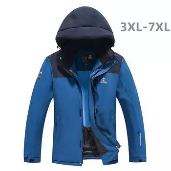 Куртки для сноуборда, пальто для сноуборда больших размеров, зимняя куртка с капюшоном, теплая, утепленная, для спорта на открытом воздухе, водонепроницаемая, ветрозащитная, для катания на лыжах, для мужчин XXXL темно-синий