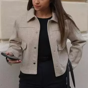 Куртки для женщин осенняя мода однотонные передние карманы пуговицы длинный рукав куртка элегантная женская повседневная верхняя одежда пальто S розы красного