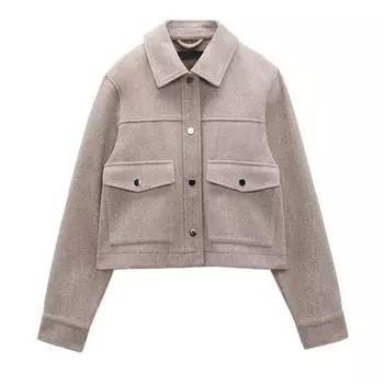 Куртки для женщин, осенняя мода, однотонные передние карманы, куртка с длинными рукавами на пуговицах, элегантная женская повседневная верхняя одежда, пальто XS дубильная кора