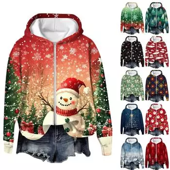 Куртки для женщин Пальто с длинным рукавом на молнии с принтом Верхняя одежда Повседневные куртки XL