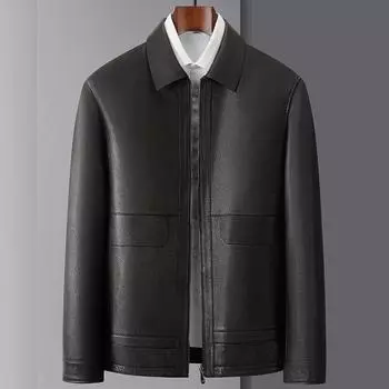 Куртки из натуральной кожи для мужчин на осень и зиму, новые деловые повседневные простые модные брендовые кожаные куртки 48