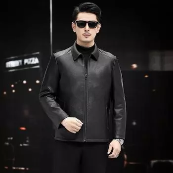 Куртки из натуральной кожи для мужчин на осень и зиму, новые деловые повседневные простые модные куртки из натуральной кожи 48