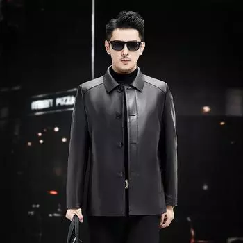 Куртки из натуральной кожи для мужчин на осень и зиму, новые деловые повседневные модные простые куртки из натуральной кожи 48