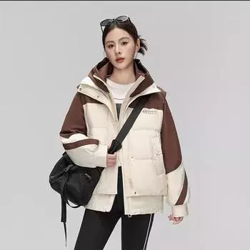 Куртки комплект из двух частей, пуховики женские короткие куртки высокого класса сращивание тканей свободные модные повседневные куртки M size 90-55kg