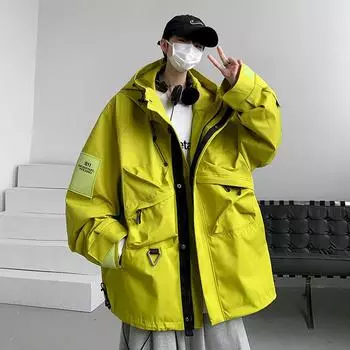 Куртки мужские больших размеров, весенние новые модные брендовые рабочие куртки, хлопковые пальто, модные мужские куртки M чёрный