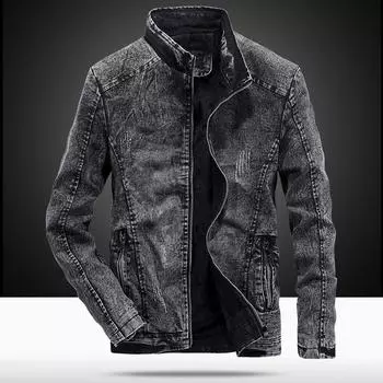 Куртки мужские облегающие однотонные повседневные мужские джинсы пальто винтажная одежда для мужчин L
