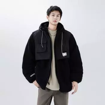 Куртки мужские осенне-зимние модные универсальные бархатные утолщенные мужские хлопковые куртки зимние теплые куртки из овечьего бархата M