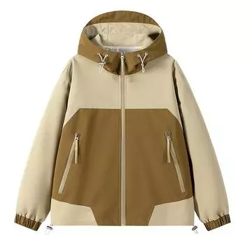 Куртки мужские осенние новые американские ретро строчки контрастные цвета красивая свободная повседневная куртка с капюшоном L