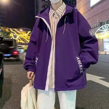 Куртки, мужские свободные куртки с капюшоном на весну и лето, модная повседневная одежда в гонконгском стиле с защитой от солнца, кожаная одежда S
