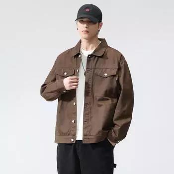 Куртки мужские Весна Новинка Американские уличные тренды Рабочая одежда Свободные джинсовые повседневные куртки Универсальные топы S