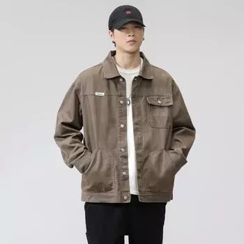 Куртки мужские Весна Новые уличные тенденции Рабочая одежда Свободные джинсовые повседневные куртки Универсальные топы S