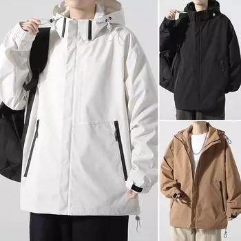 Куртки мужские весна и осень модная брендовая верхняя одежда с капюшоном универсальные мужские водонепроницаемые куртки мужская одежда M
