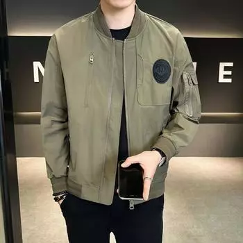 Куртки мужские весна и осень мужская новая повседневная модная свободная рабочая одежда штурмовая бейсбольная куртка воротник мужские топы M