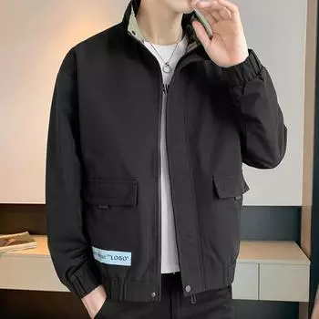 Куртки мужские весна и осень мужские новые модные повседневные рабочие куртки мужские свободные воротник-стойка M