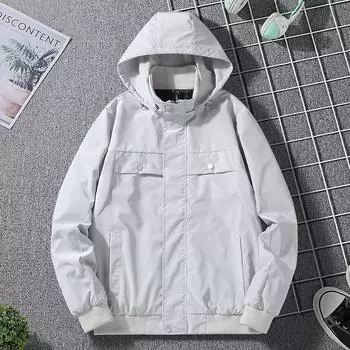 Куртки мужские весна и осень новые большие размеры зеленая рабочая куртка свободная модная красивая повседневная свободная куртка S