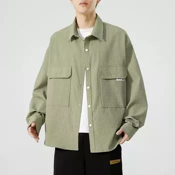 Куртки мужские весна и осень новый тренд мужская универсальная свободная рабочая одежда топы повседневные куртки с лацканами для мужчин M