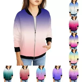 Куртки на молнии для девочек, детские осенние толстовки с длинными рукавами, верхняя одежда с карманами 5-15 лет 120 бежевый