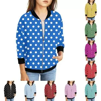 Куртки на молнии для девочек, детские осенние толстовки с длинными рукавами, верхняя одежда с карманами 5-15 лет 130 синий