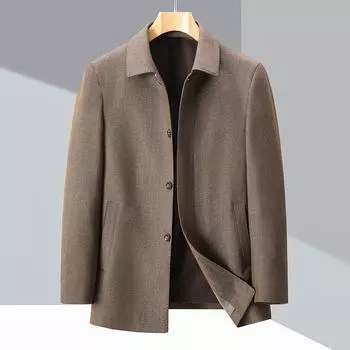 Куртки на пуговицах для мужчин среднего и пожилого возраста осенью новые куртки с отворотами для папы для пожилых людей повседневные шерстяные топы 170