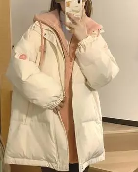 Куртки оверсайз, женские парки на осень-зиму с капюшоном, женские корейские стеганые пальто, женские свободные куртки S чёрный