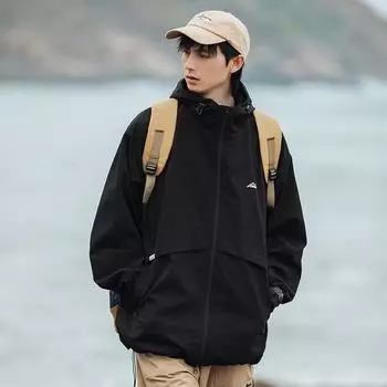 Куртки с капюшоном, мужская ветровка, куртка в стиле хип-хоп, сплошной цвет, спортивные пальто с капюшоном для спорта на открытом воздухе, мужская верхняя одежда, одежда, топ M зелёный