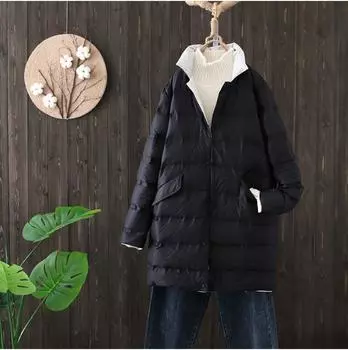 куртки с обеих сторон, женские средние и длинные модели, новые приталенные куртки больших размеров на осень и зиму 2024 года, а также маленькие куртки с обеих сторон. S чёрный