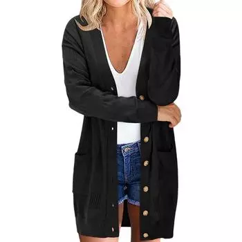 Куртки женские оверсайз однотонные осенне-зимние куртки пальто M чёрный