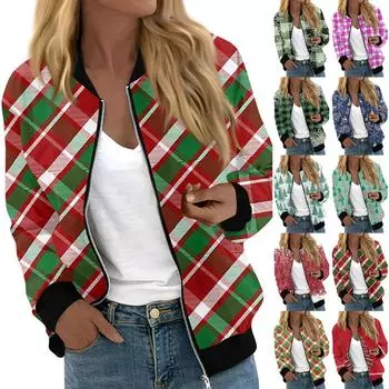 Куртки женские с длинным рукавом, легкие, на молнии, с принтом, верхняя одежда, повседневные, стеганые куртки с карманами L красный